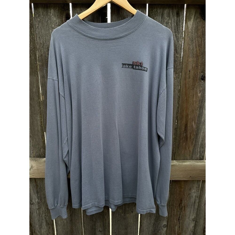 Vintage Ski Lake Tahoe Long Sleeve T-shirt Large Great Fade